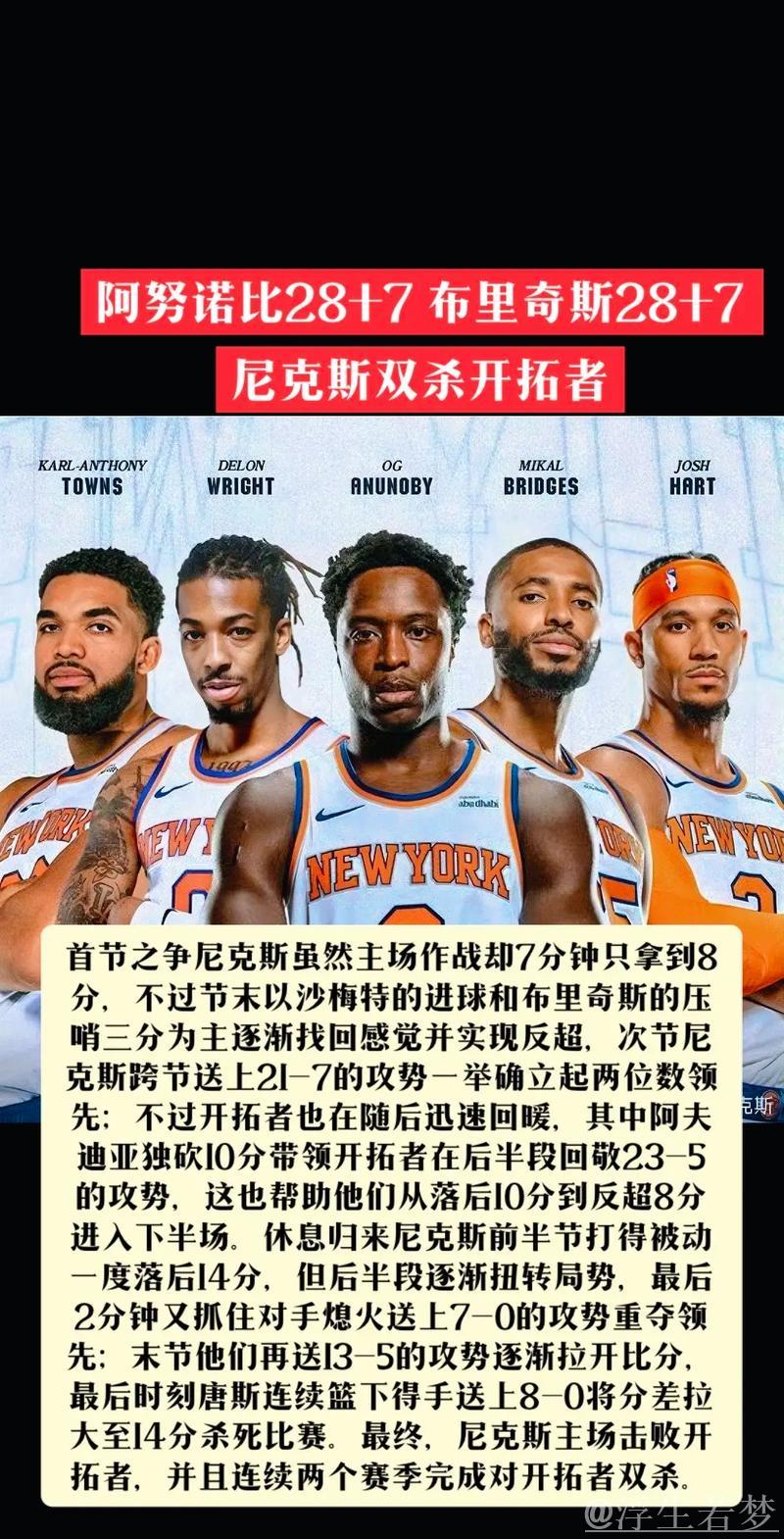 布里奇斯砍下28分7助 尼克斯击败开拓者 布里奇斯砍下28分7助 尼克斯击败开拓者